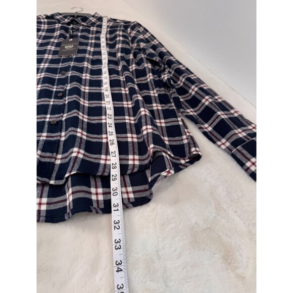 New Report Collection Men's Size S Navy & White Plaid Button-Up Flannel Shirt - Picture 4 of 12